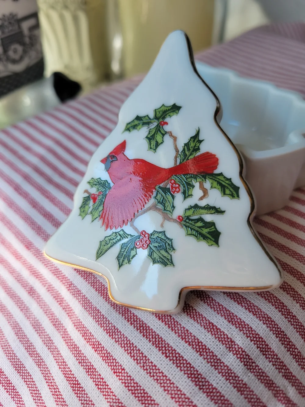 Lefton Vintage Porcelain Tree Trinket Dish